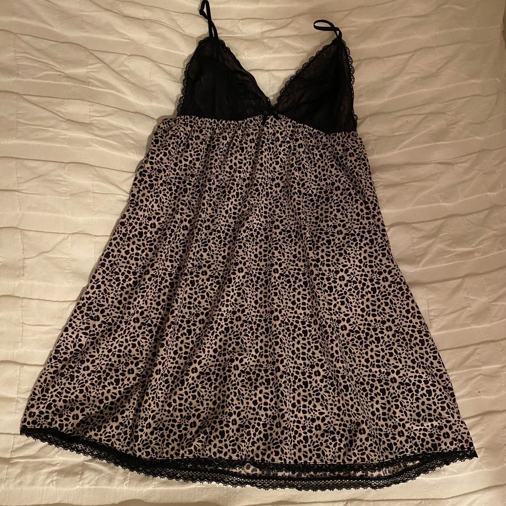Y2K black and white polka dotted slip dress